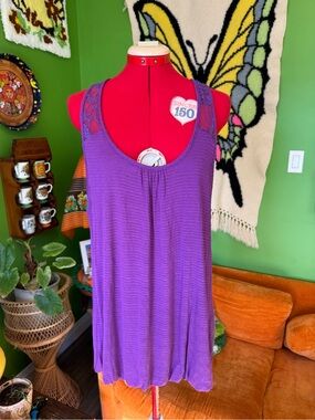 Deb Purple Lace-Shoulder Tank